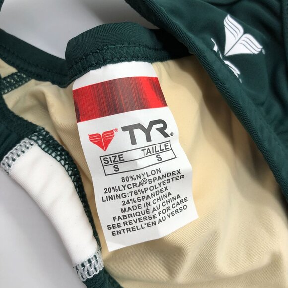 TYR Guard Moderate Cut Swim Tankini Top Dark Green White S - Picture 6 of 7
